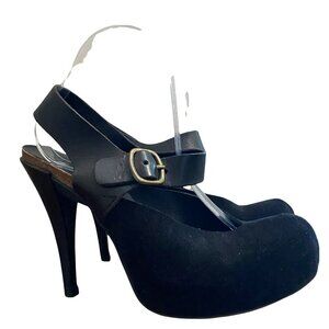 PEDRO GARCIA Women's Black Suede Low Cut Bootie PUMPS Mary Jane Size 40.5 10.5